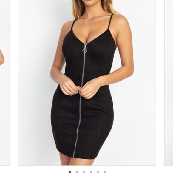 Iris Black Denim Zip Front Mini Dress XL - Picture 1 of 9